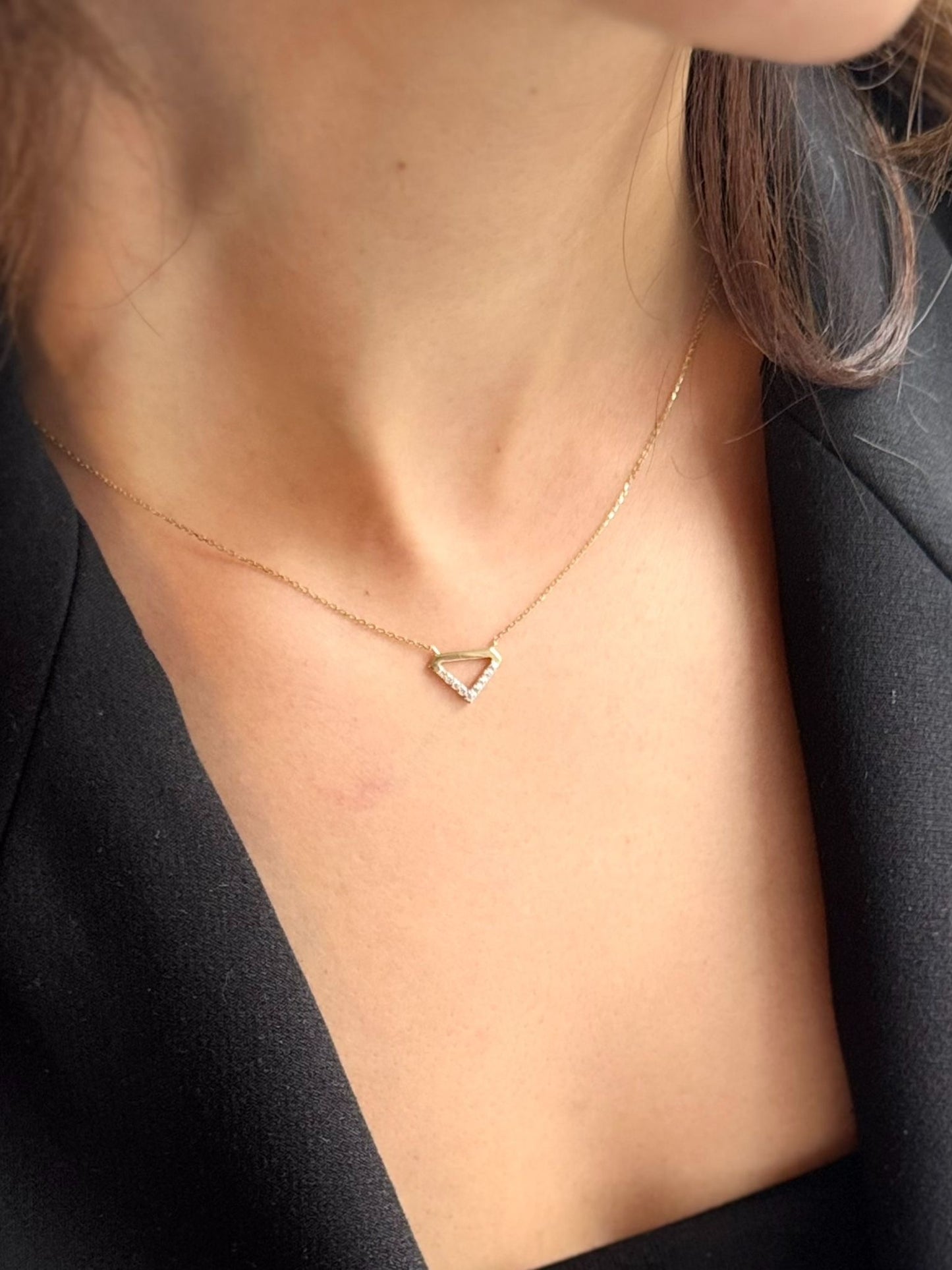 9ct Yellow Gold Triangle Pendant Necklace