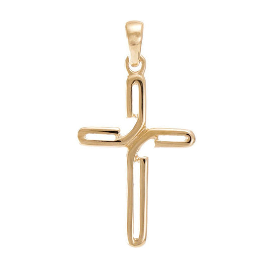 14ct Solid Yellow Gold Abstract Cross Pendant 