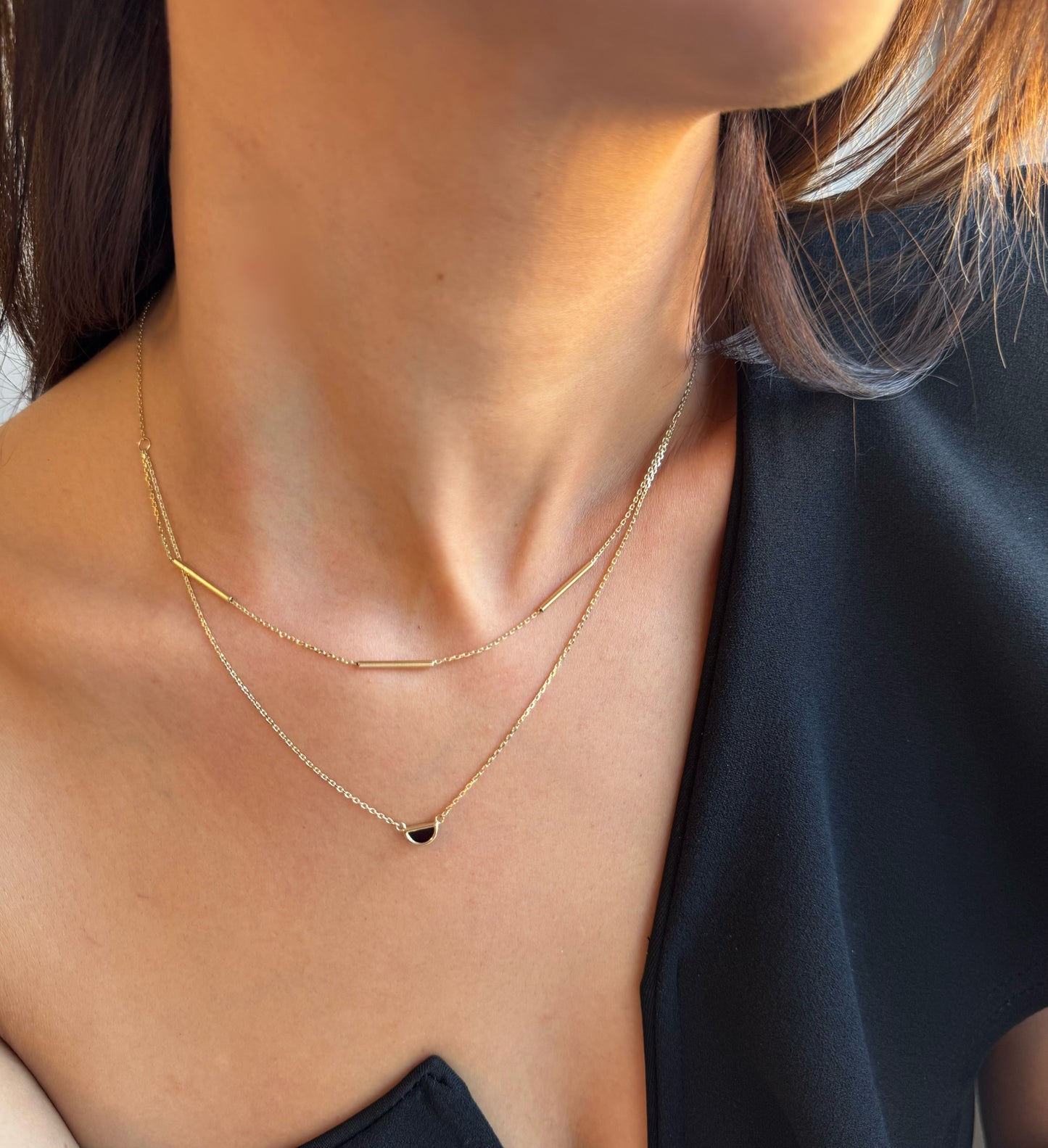 9ct Yellow Gold Double Layer Necklace