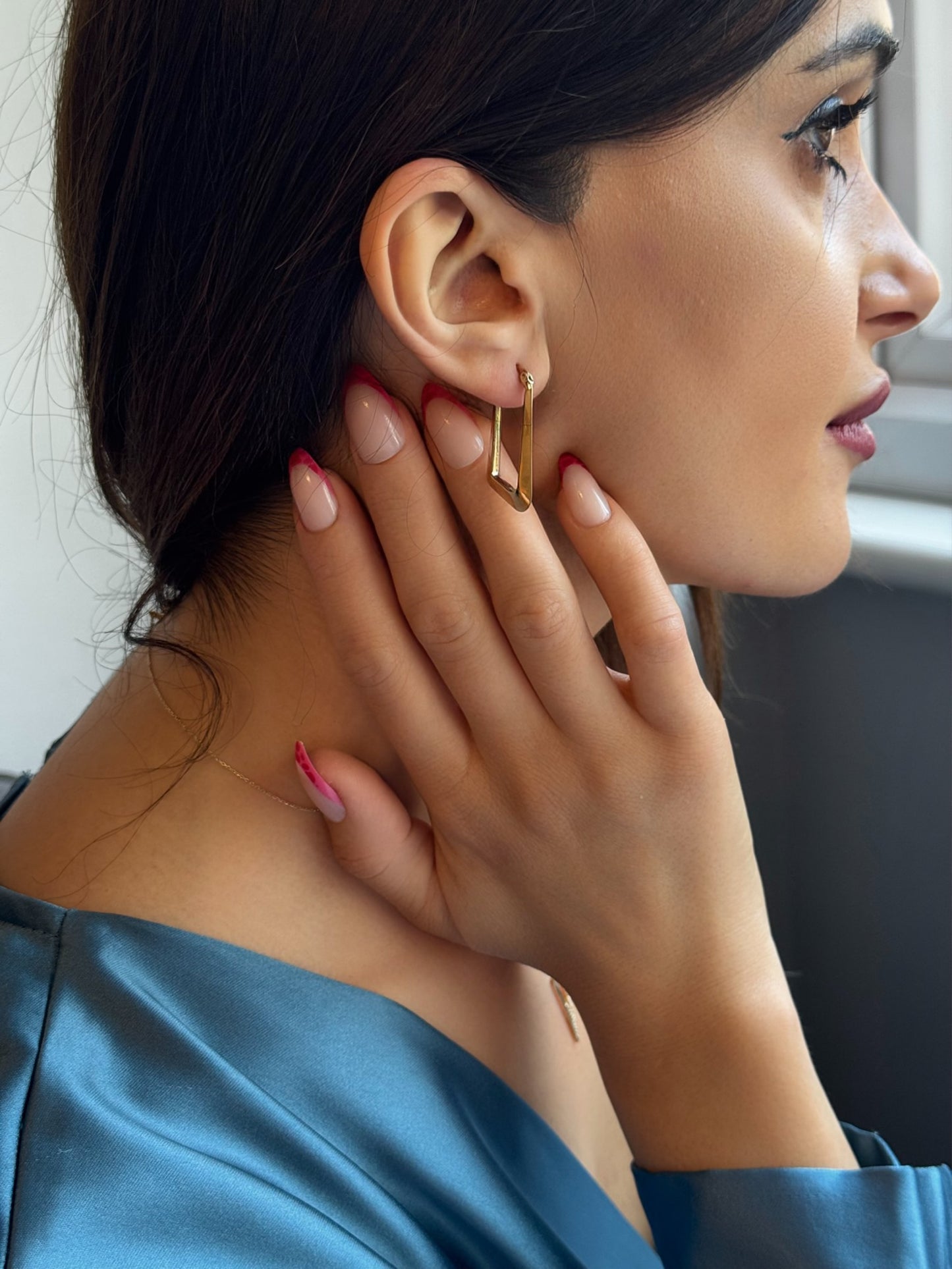 9ct Yellow Gold Angular Hoop Earrings