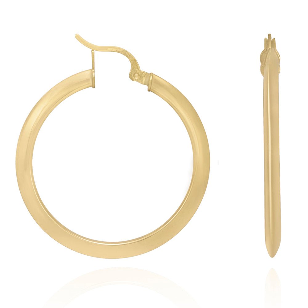 9ct Yellow Gold Classic Plain Hoop Earrings