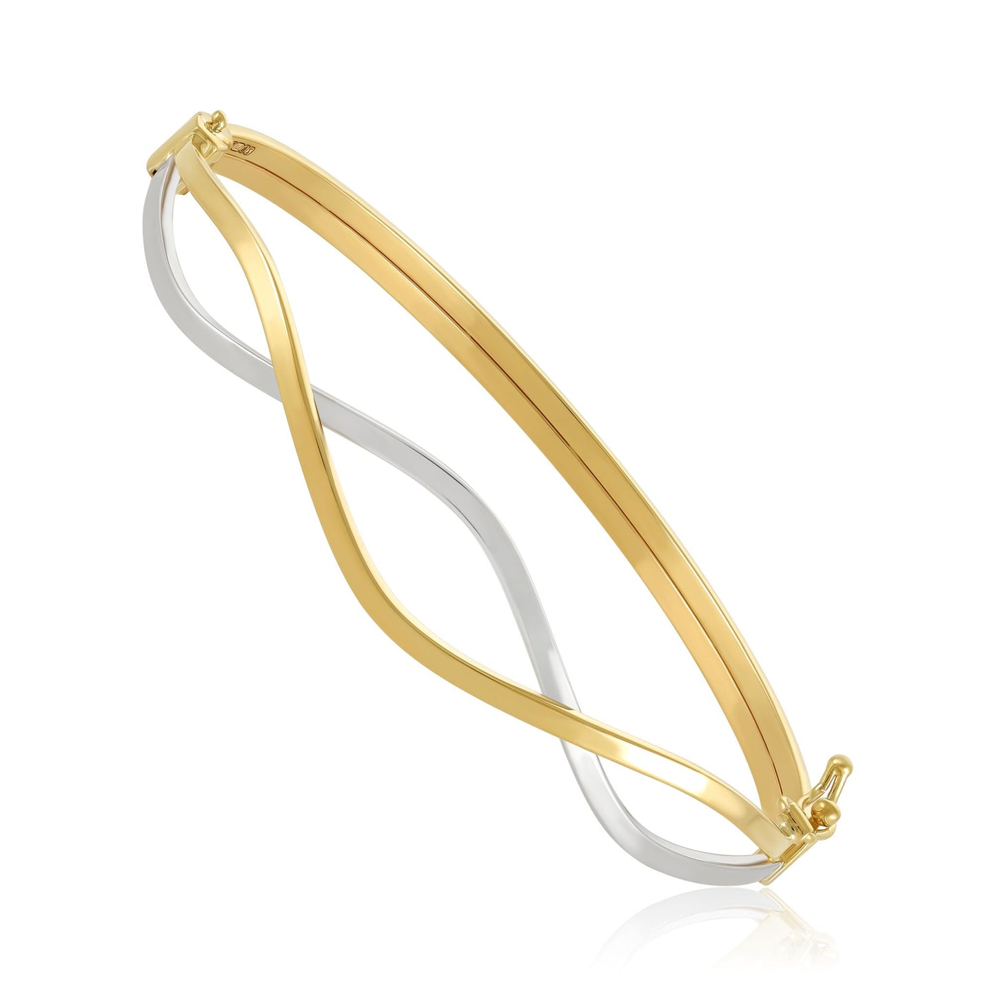 9ct Yellow and White Gold Wave Bangle