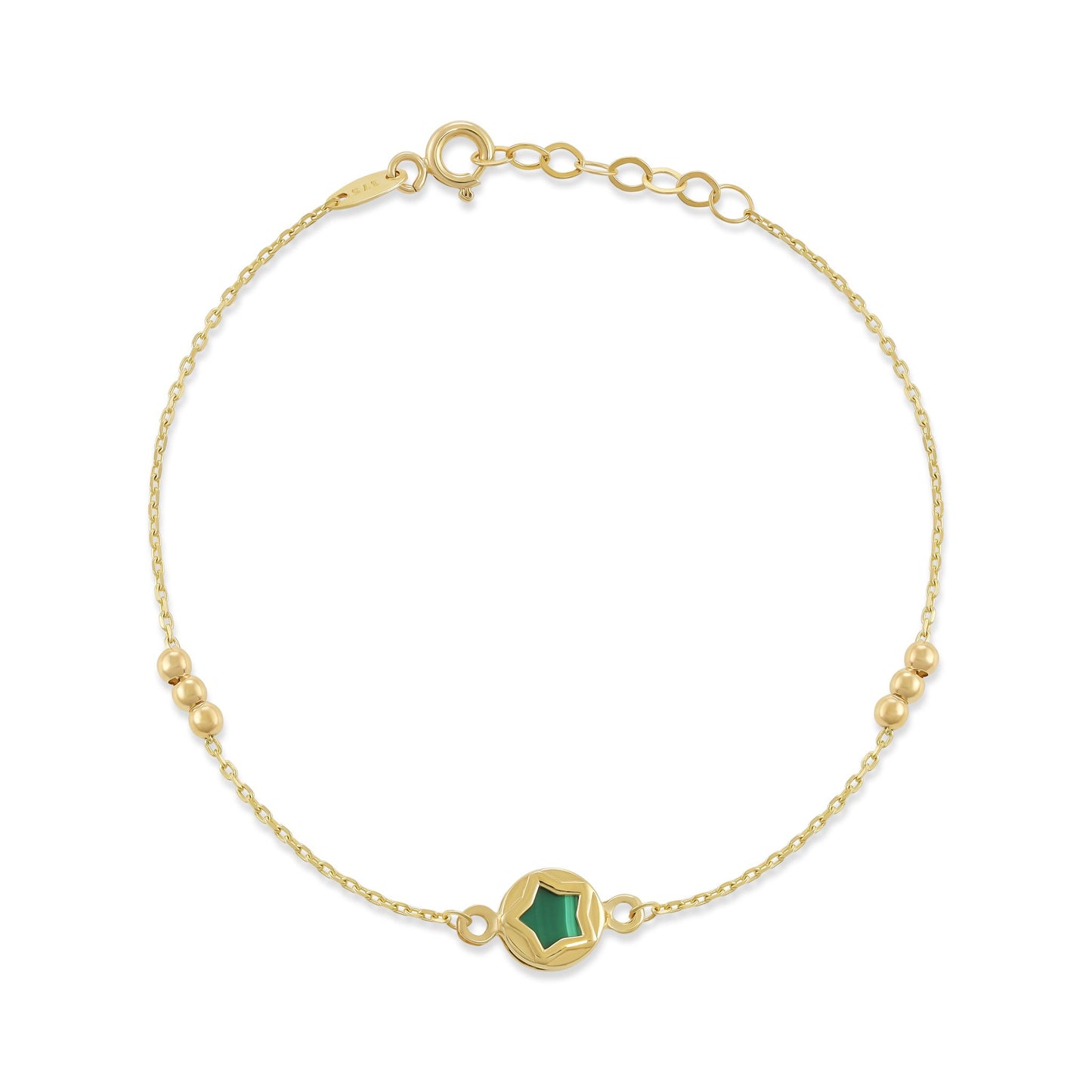 9ct Yellow Gold Green Star Bracelet