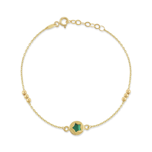 9ct Yellow Gold Green Star Bracelet