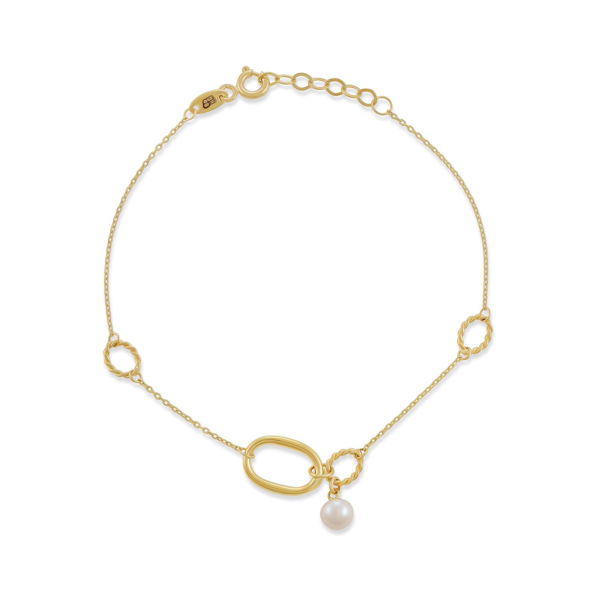 9ct Yellow Gold Pearl Bracelet