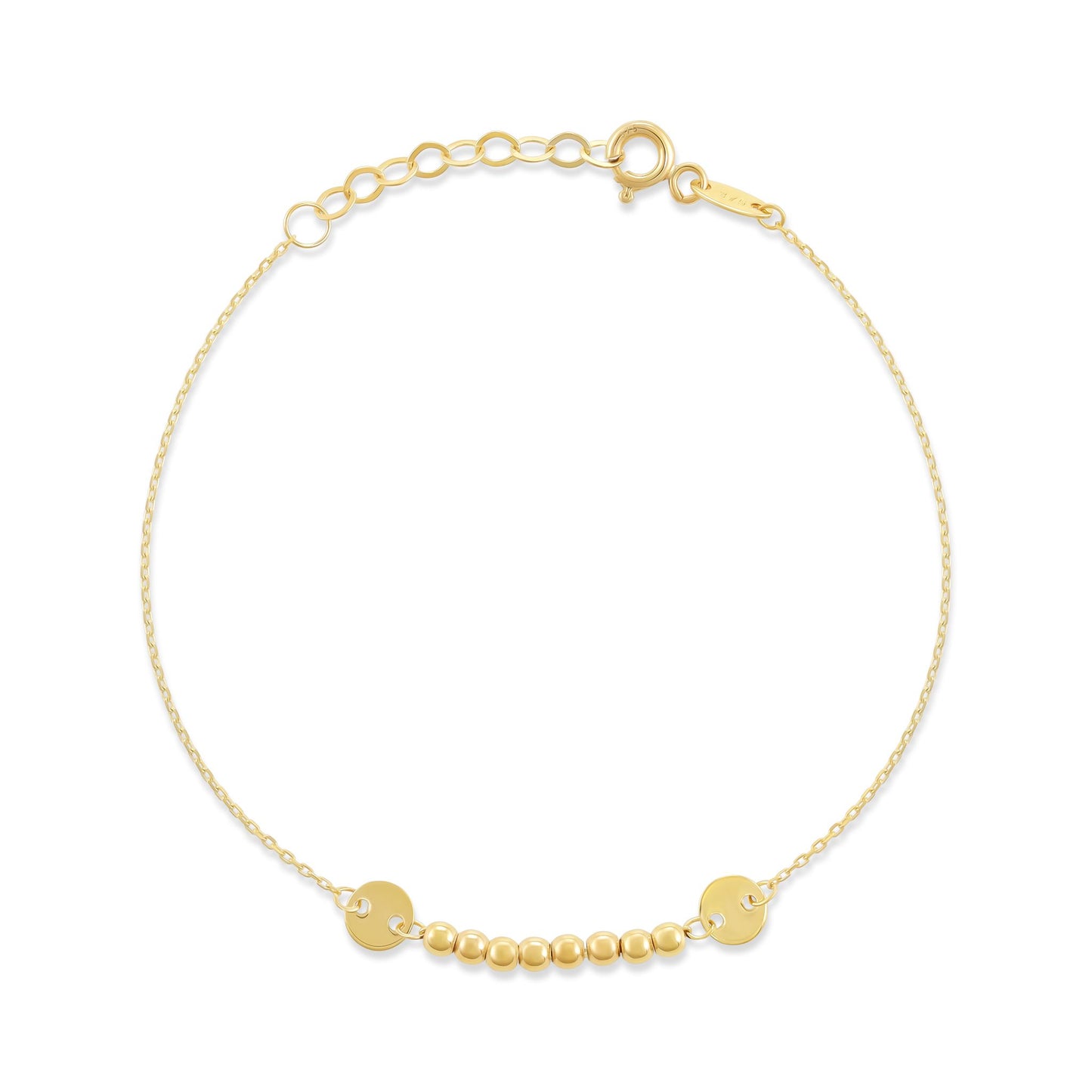 9ct Yellow Gold Ball Beaded Chain Bracelet