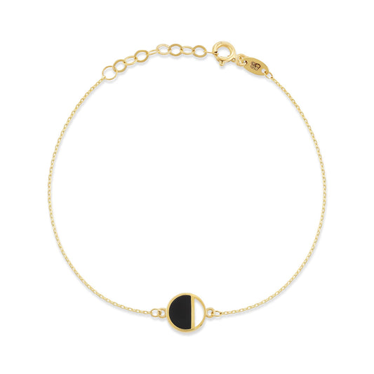 9ct Yellow Gold Black Onyx Chain Bracelet