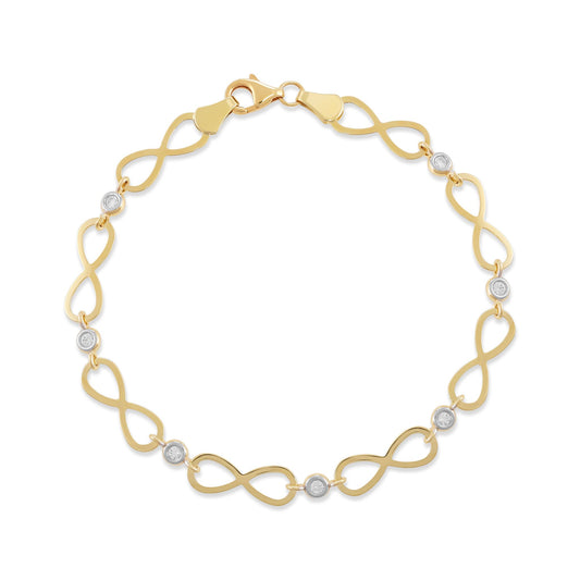 9ct Yellow & White Gold Infinity Link Bracelet