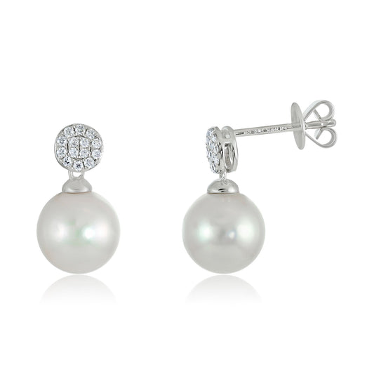 9ct White Gold Drop Pearl Earrings