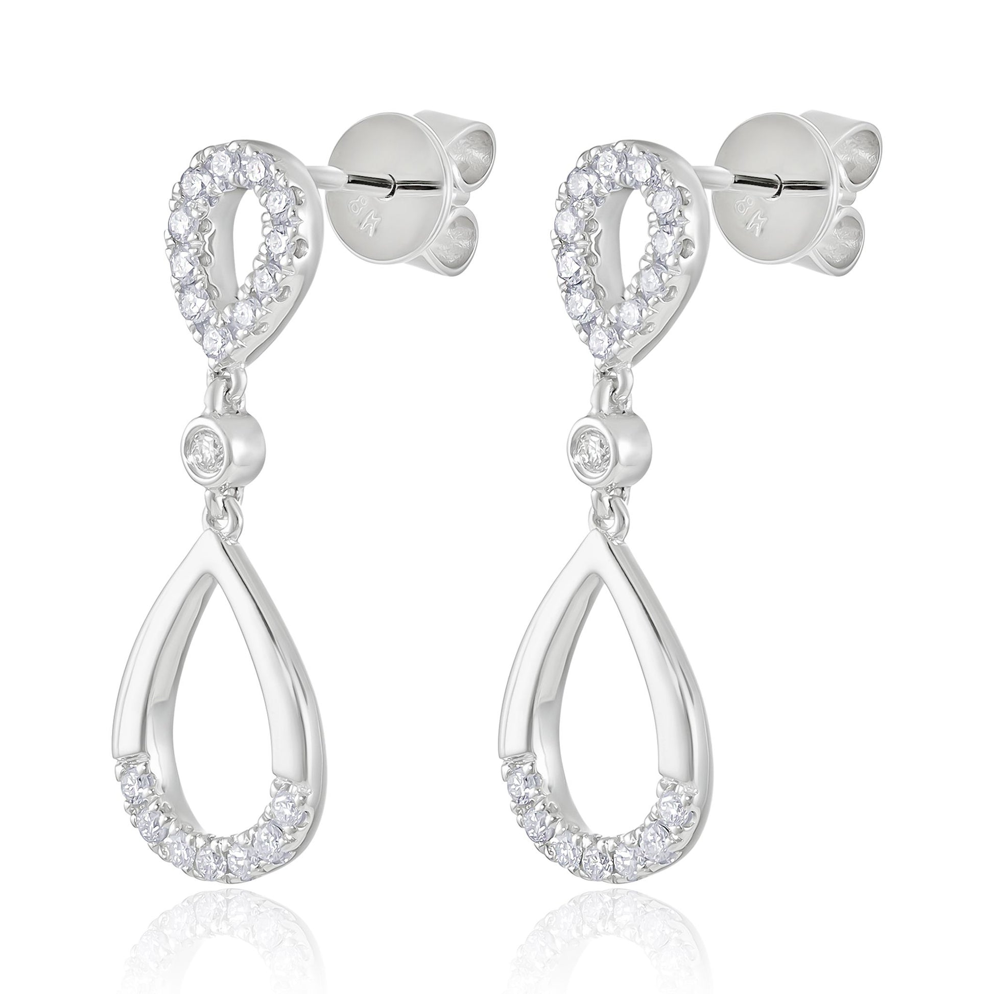 18ct White Gold Diamond Tear Drop Earrings