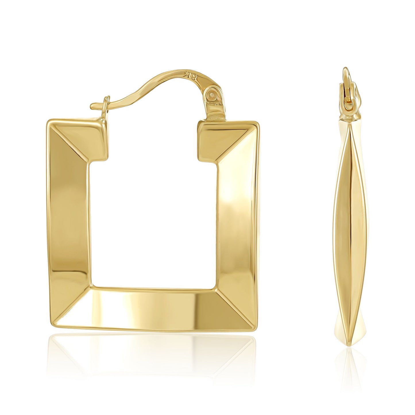 Yellow Gold Square Hoop Earring