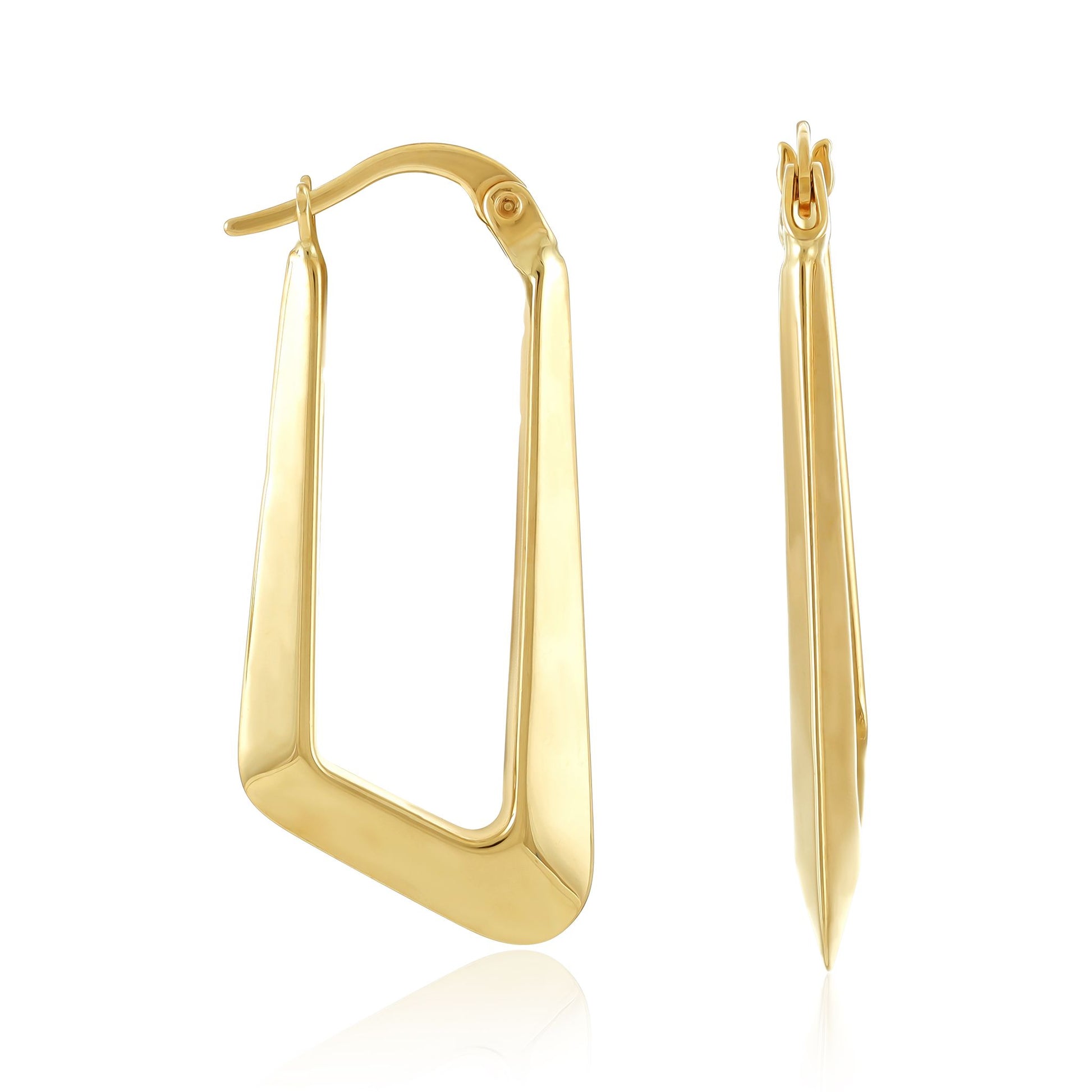 9ct Yellow Gold Angular Hoop Earrings