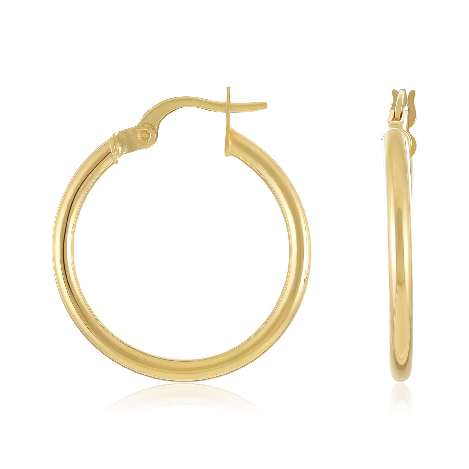 14ct Solid Yellow Gold Plain Hoop Earrings