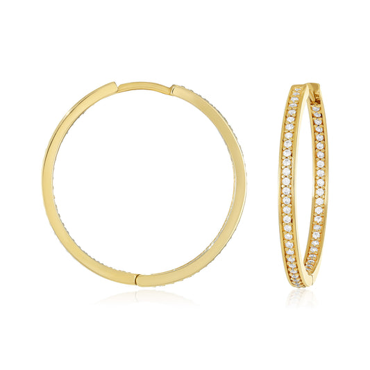 9ct Yellow Gold Cubic Zirconia Hoop Earrings