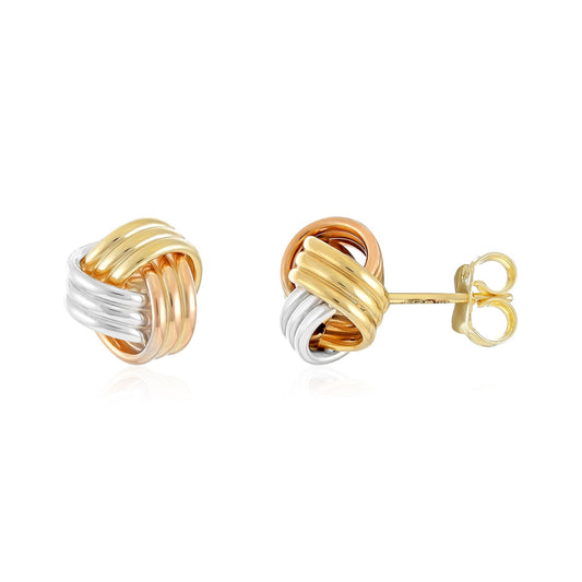 9ct Three Colour Gold Stud Earrings