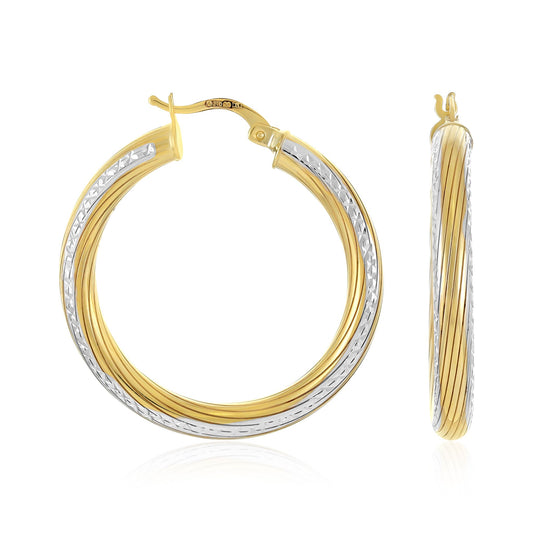 9ct Two Tone Hoop Earrings