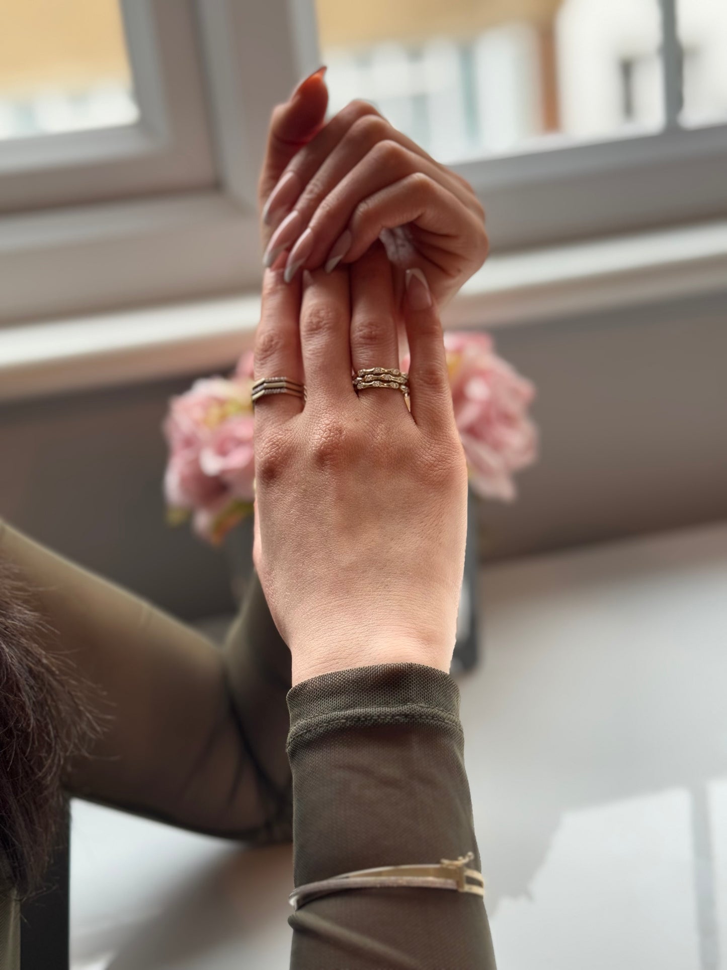 18ct Yellow Gold Triple Bamboo Ring