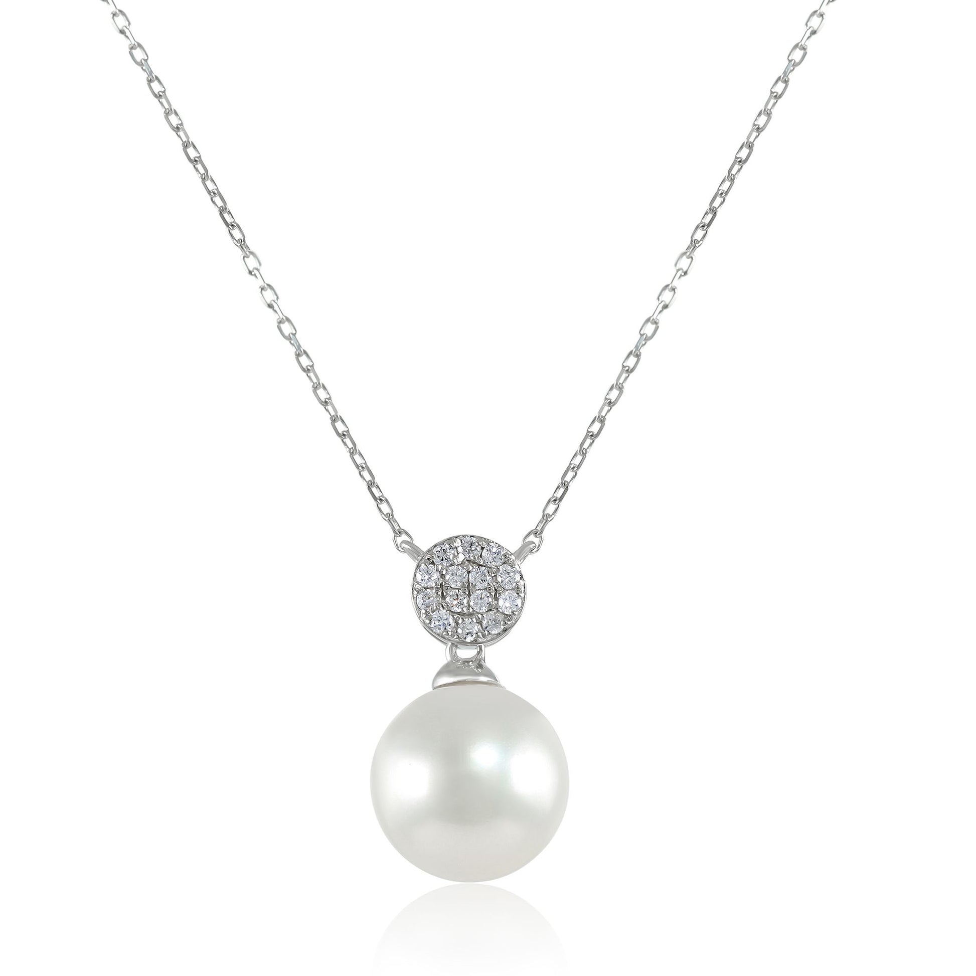 9ct White Gold Drop Pearl Necklace