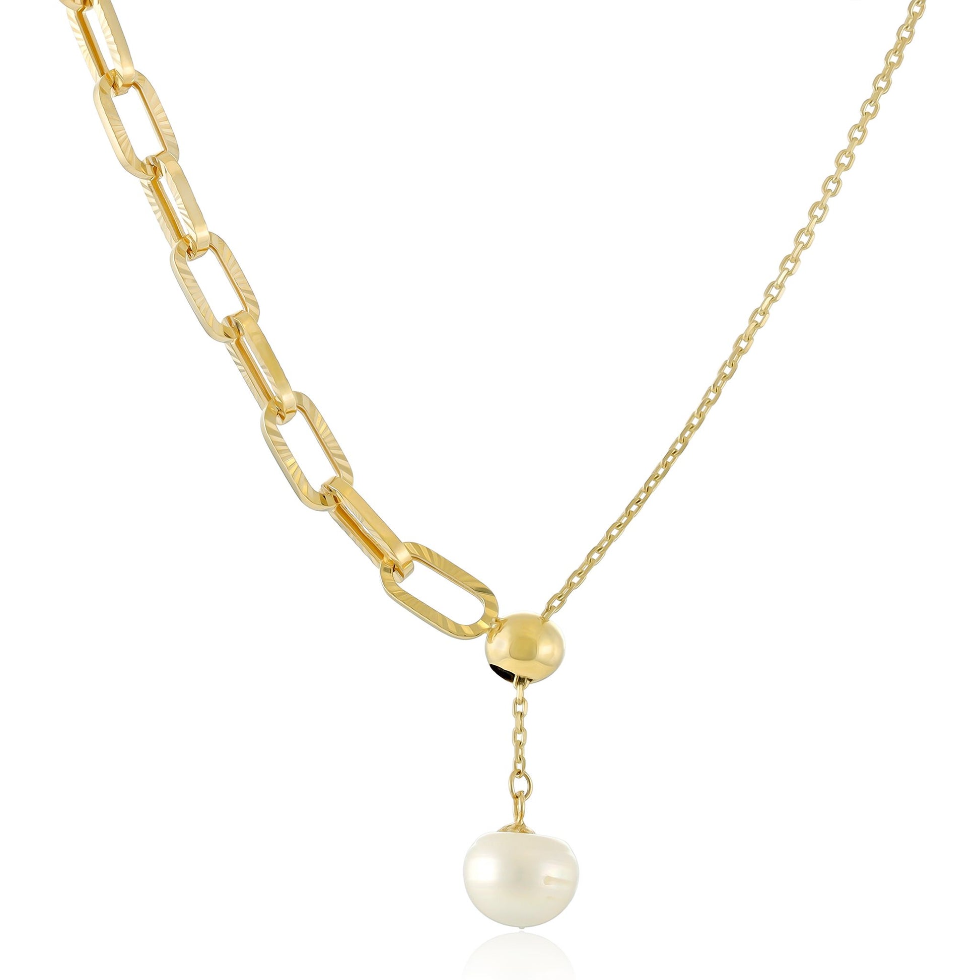 9ct Yellow Gold Modern Style Pearl Necklace