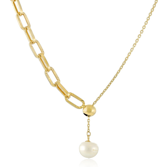 9ct Yellow Gold Modern Style Pearl Necklace