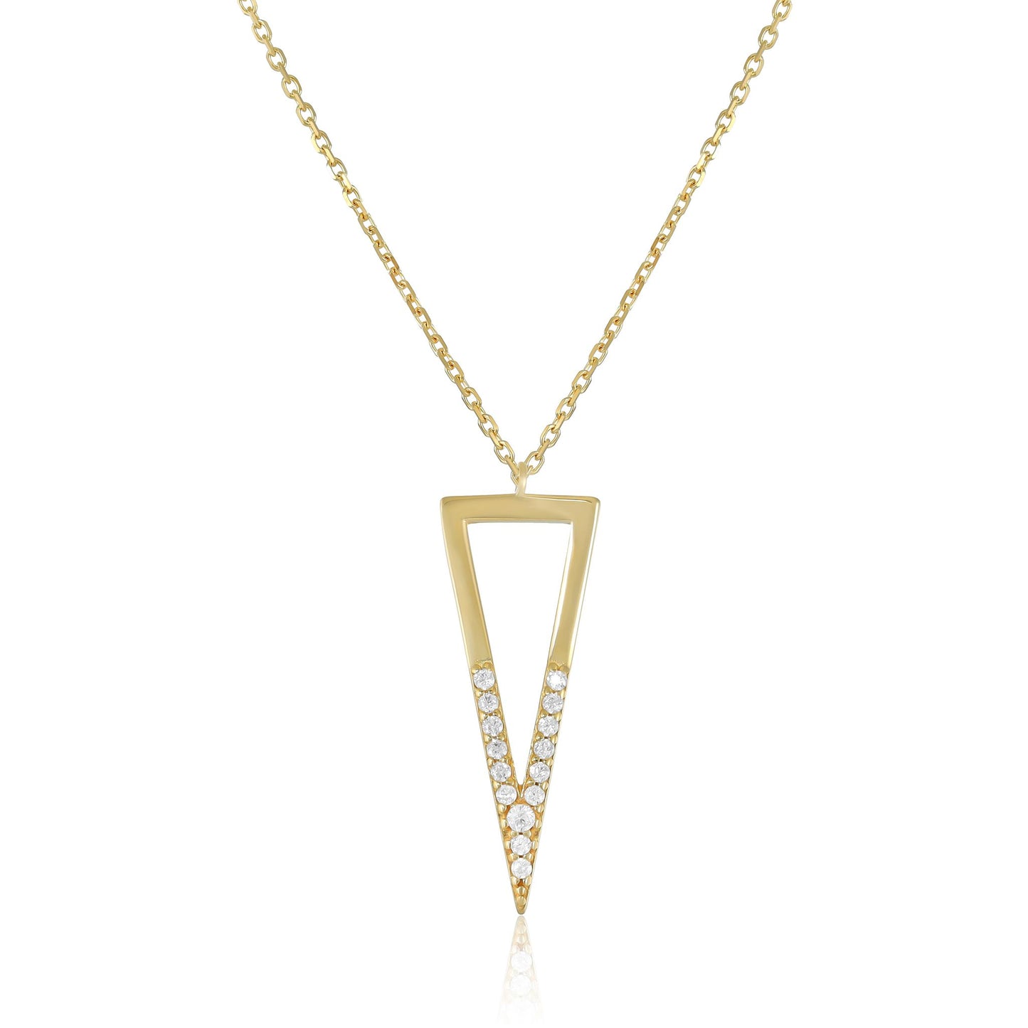 9ct Yellow Gold Triangular Pendant Necklace 
