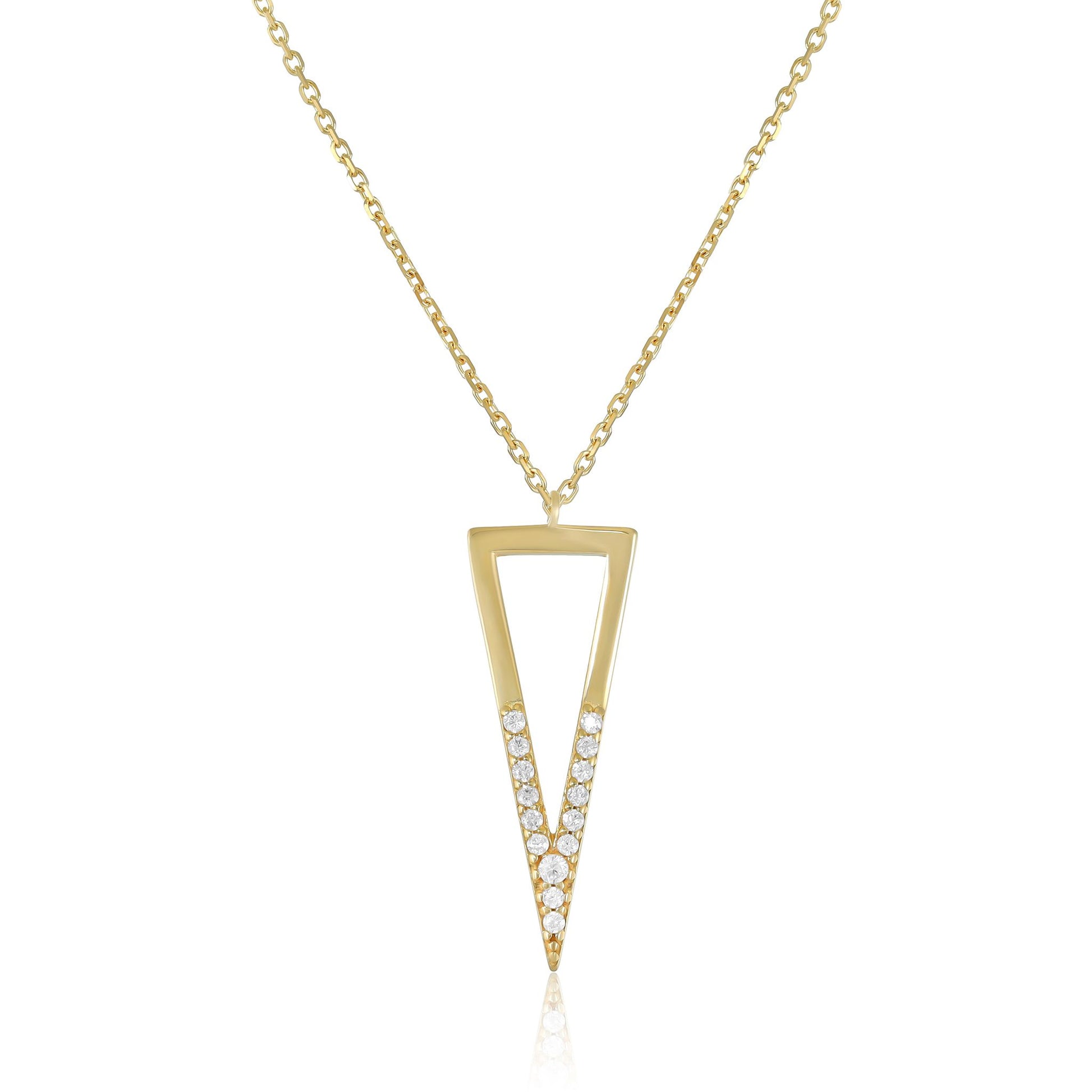 9ct Yellow Gold Triangular Pendant Necklace 
