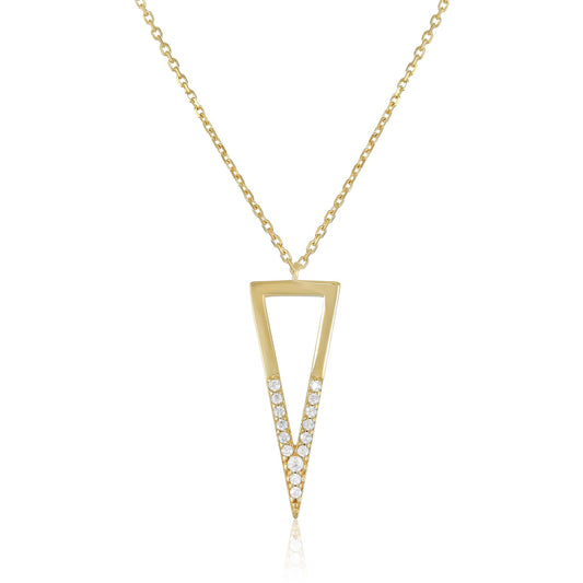 9ct Yellow Gold Triangular Pendant Necklace 
