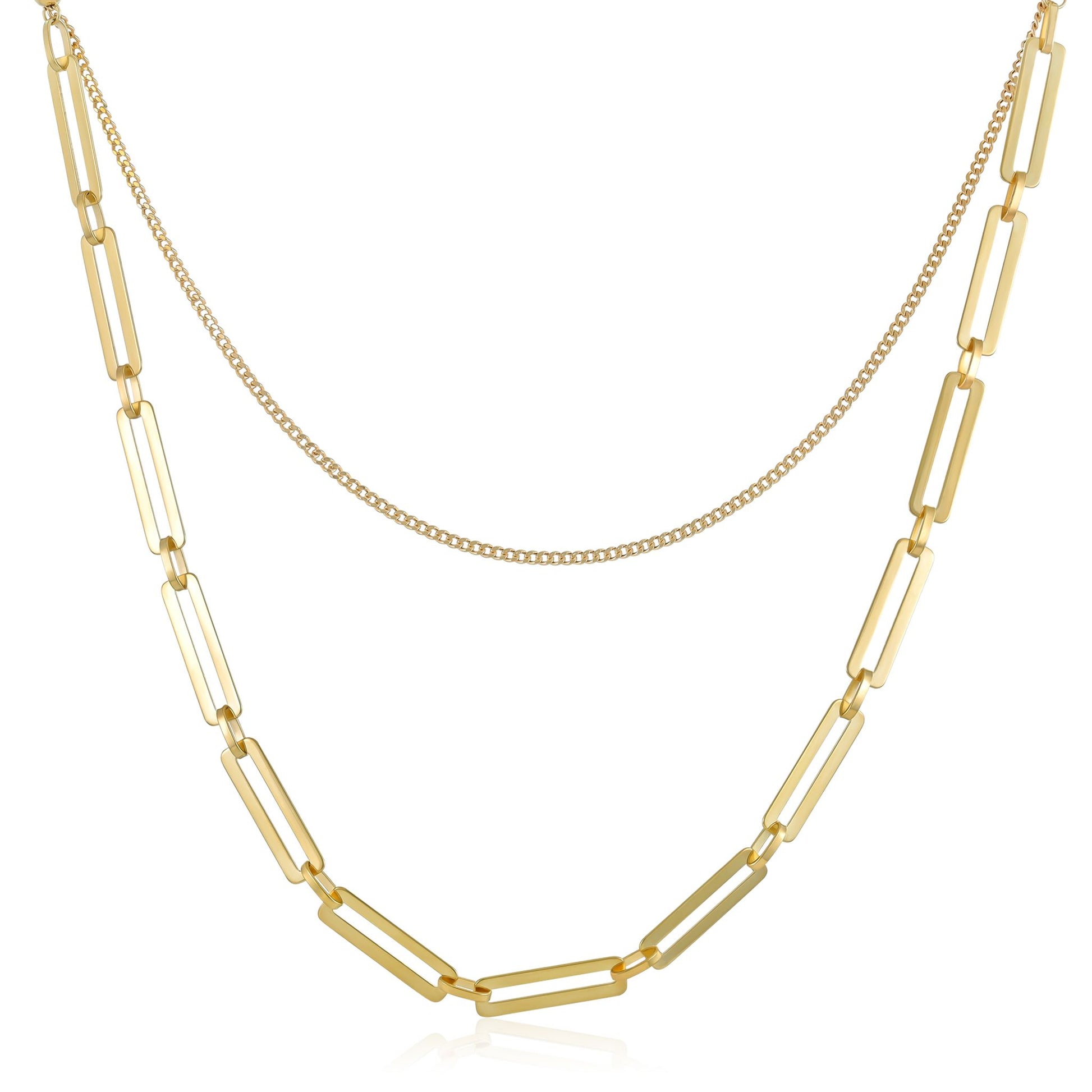 9ct Yellow Gold Double Row Chain Necklace