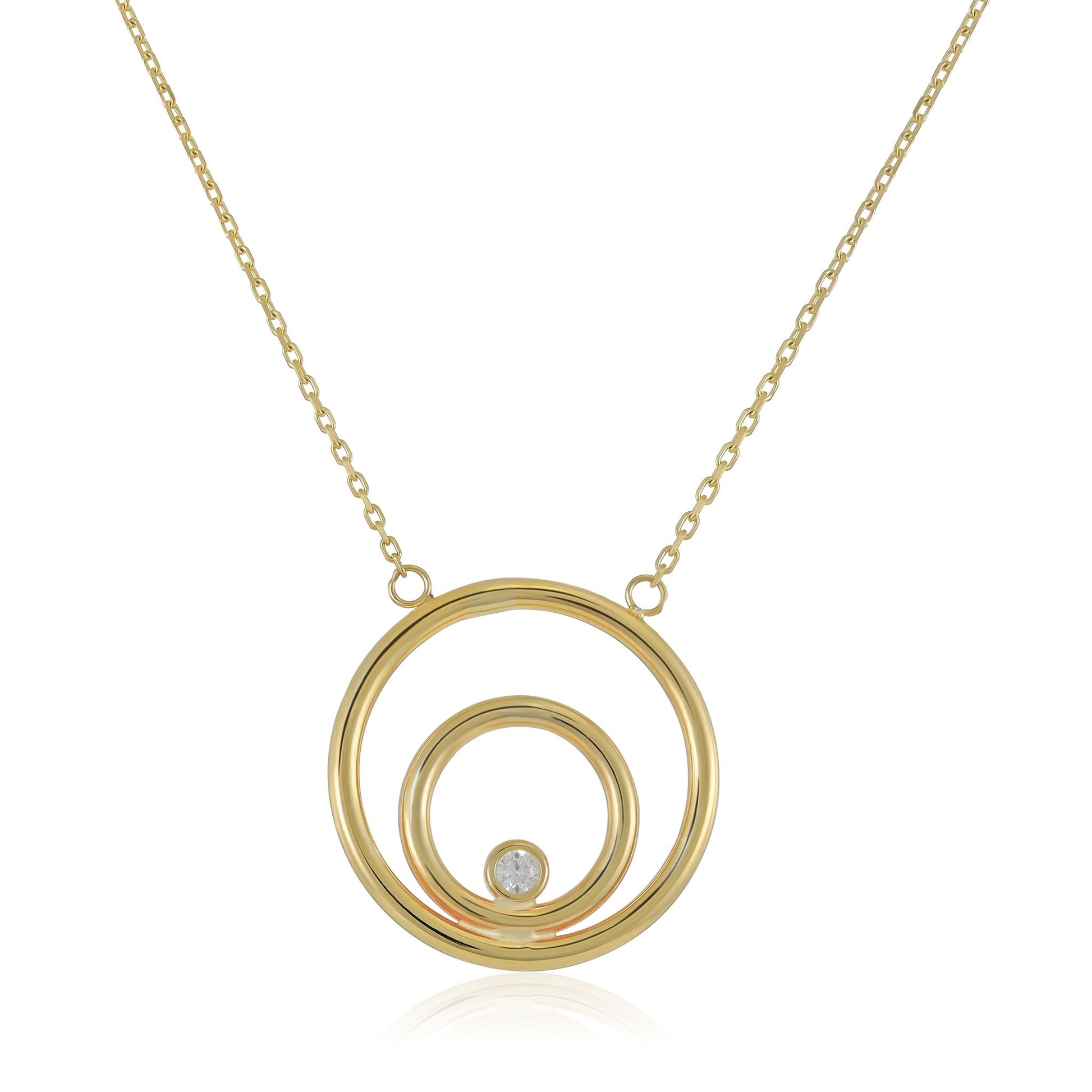 9ct Yellow Gold Double Circle Hoop Necklace