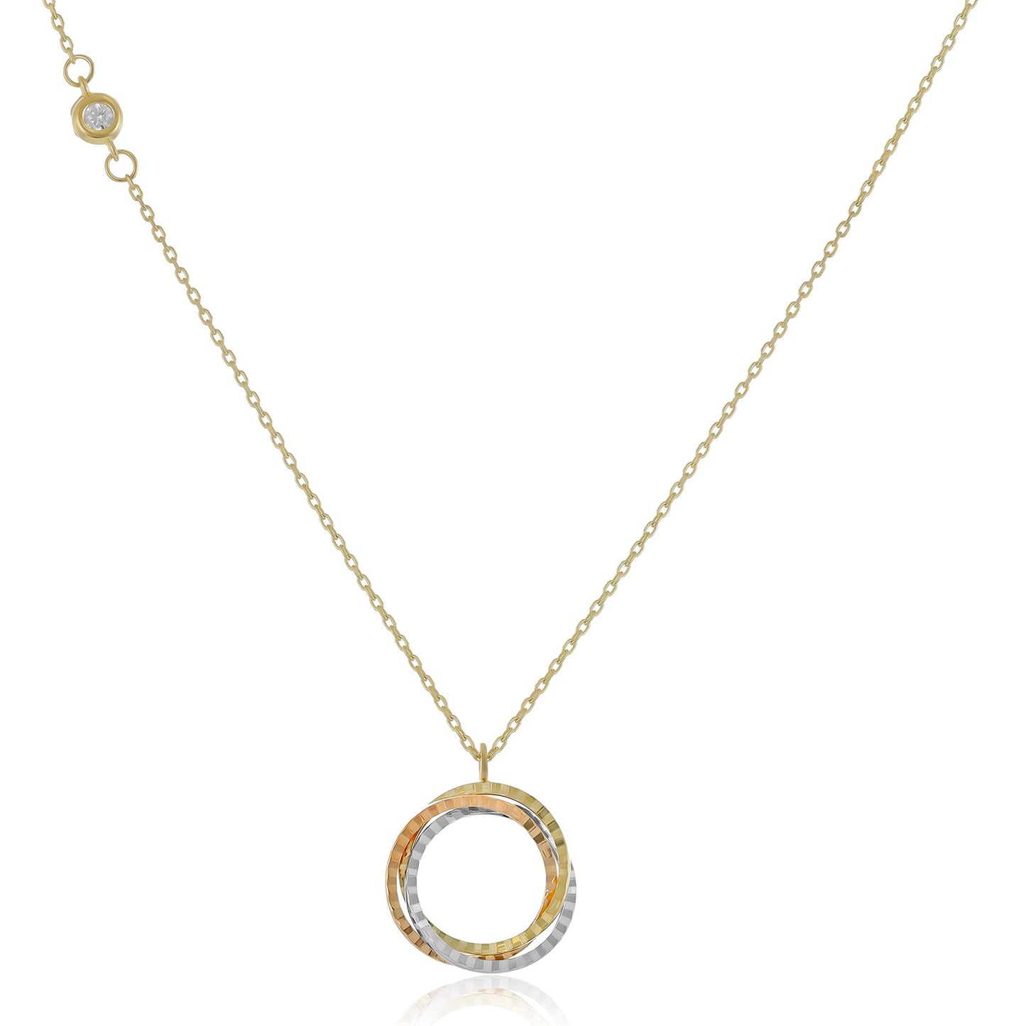 9ct Three Colour Circle Hoop Necklace