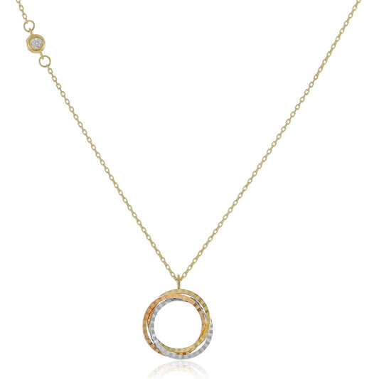 9ct Three Colour Circle Hoop Necklace