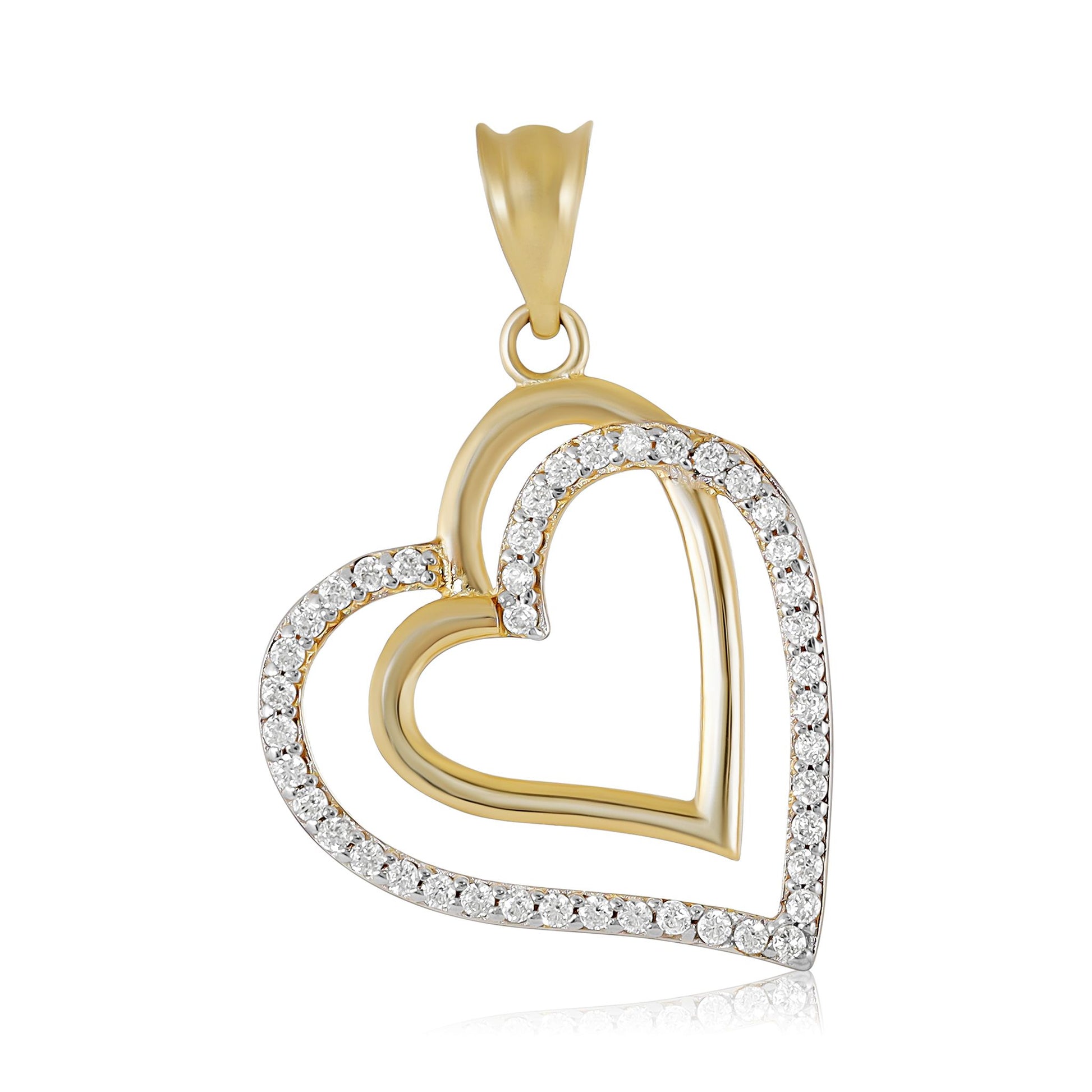 9ct Yellow Gold Double Heart Pendant