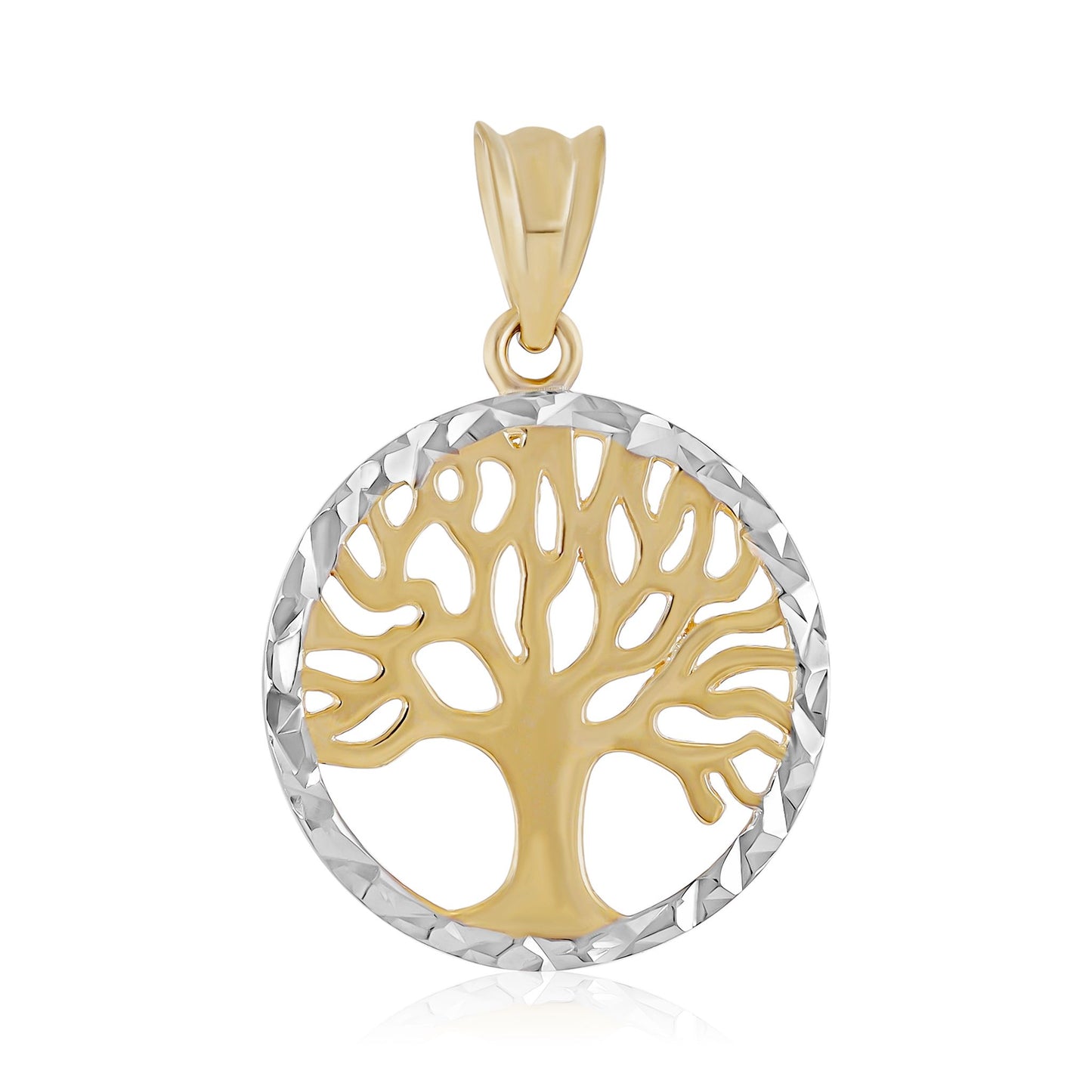 9ct Yellow and White Gold Three of Life Round Pendant