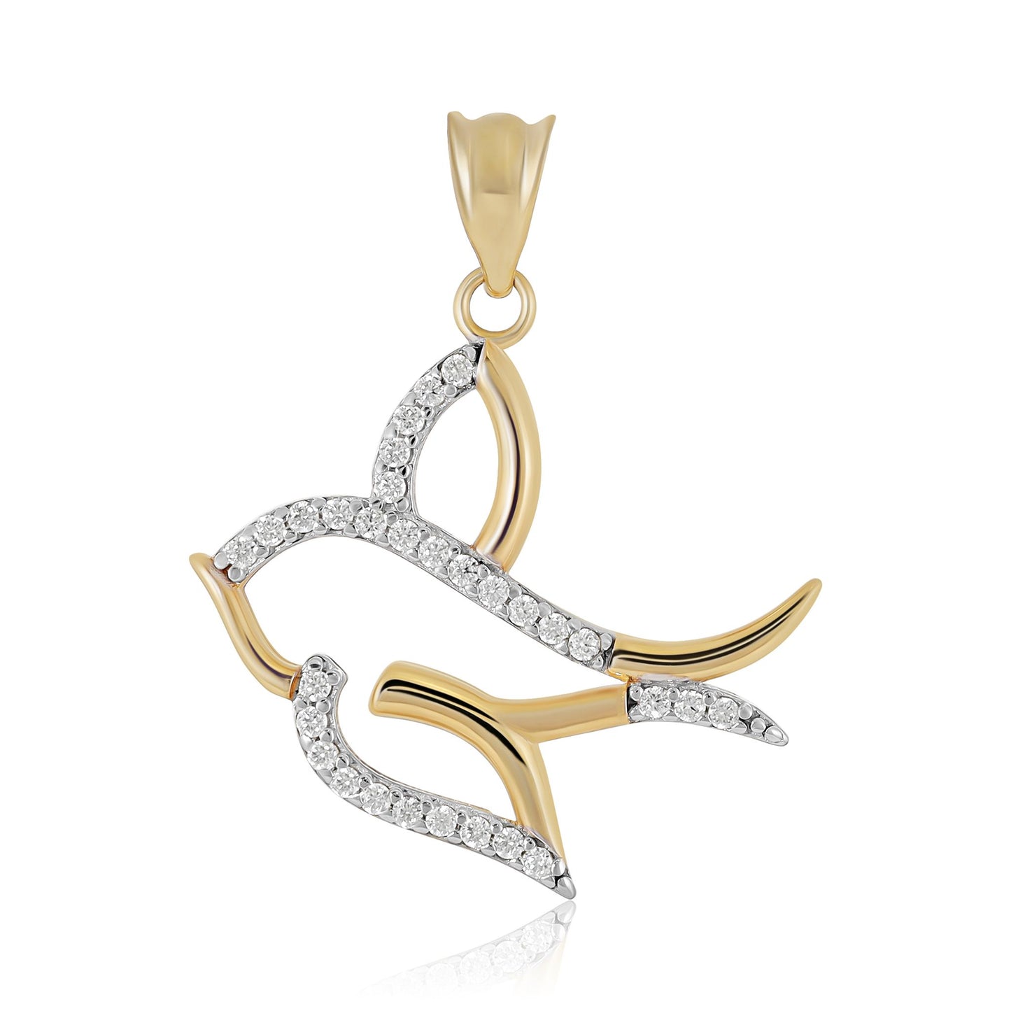 9ct Yellow Gold Cubic Zirconia Dove Pendant