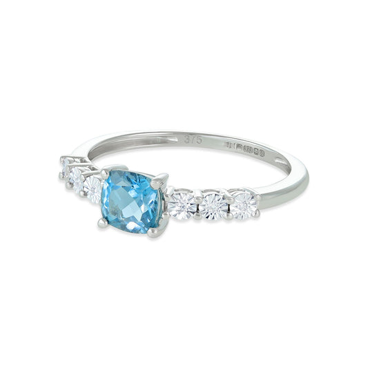 9ct White Gold Oval Gemstone Ring